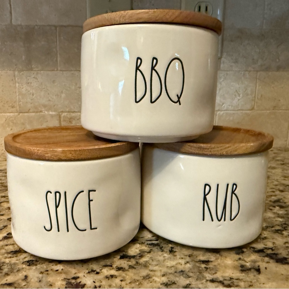 Magenta Collection Rae Dunn BBQ Spice ceramic canister set. NEW